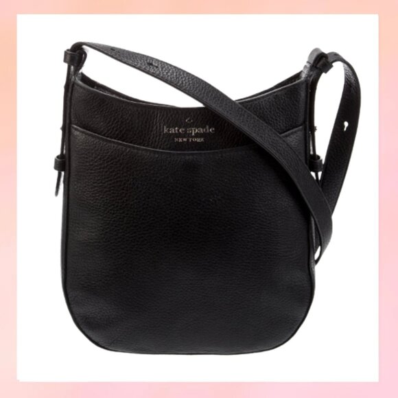 Handbags - Kate Spade New York Black Leather Crossbody Bag – Silver Tone Hardware